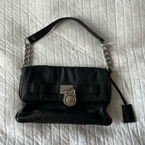 Michael Kors Black Leather Clutch Bag with Strap